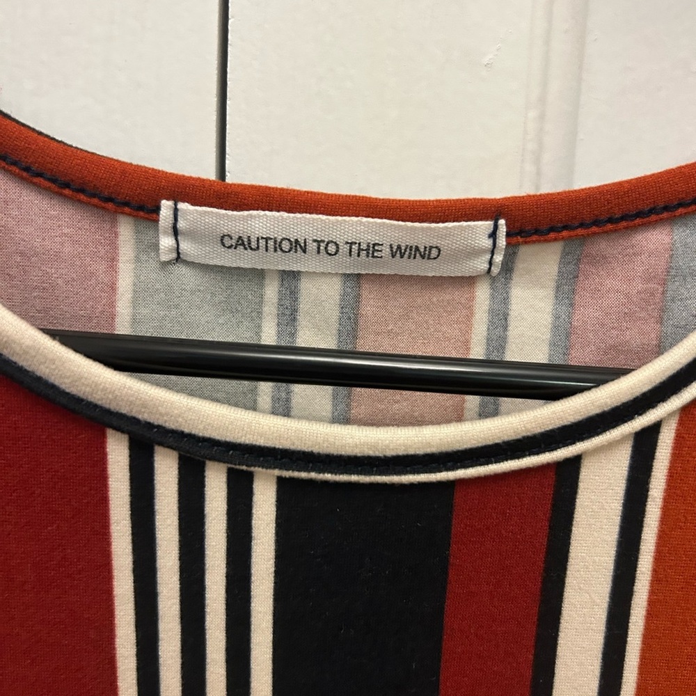 Caution To The Wind Striped T-Shirt, Size Small - Picture 3 of 3